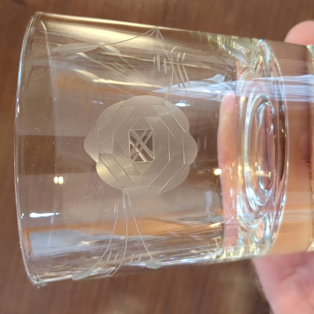 Etched Rose Pattern Rocks Glasses - Picture 5 of 9